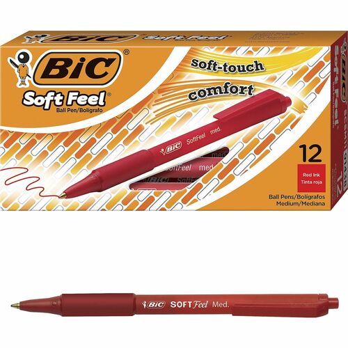 Bic  Retractable Ballpoint Pen,Med Point,Red Barrel/Red Ink