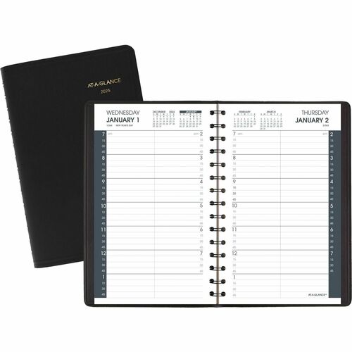 AT-A-GLANCE  Appt Book, Daily, 12MthsJan-Dec, 1PPD, 5"x8", Black