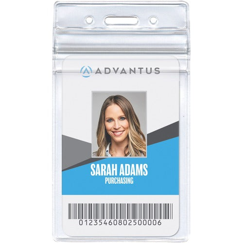 Advantus Corp.  ID Badge Holder, Re-sealable, Vertical, 50/PK, Clear