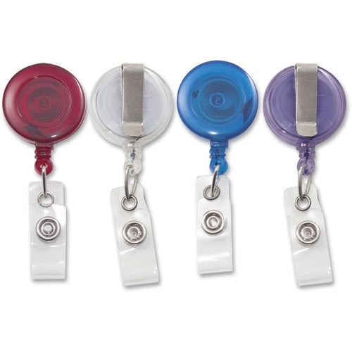 Advantus Corp.  Retracting ID Card Reel, 30" Ext, 4/PK, Translucent, AST