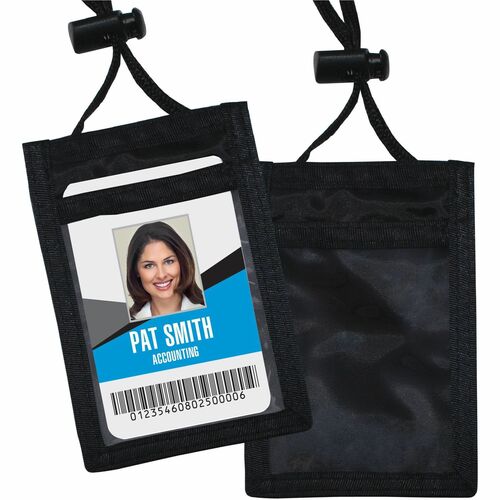 Advantus Corp.  ID/Convention Neck Pouch, VRTCL, ADJ 48" Cord, 12/PK, BK