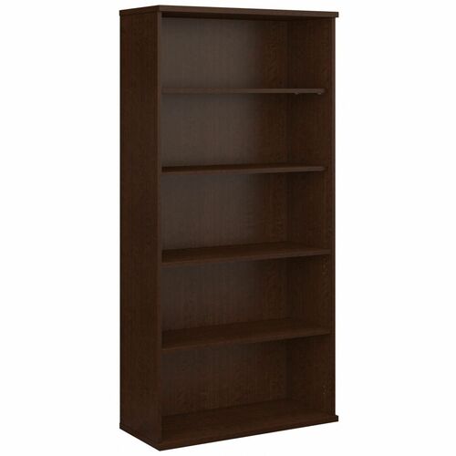 Bush Business Furniture  Bookcase, 5-Shelf, 3Adj Shelves,36"x16"x72.8",Mocha Cherry