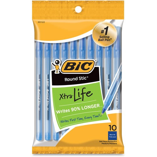 Bic  Ballpoint Pens, Stick, Med Point, 10/PK, Blue Ink
