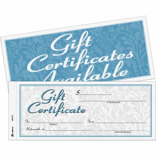 Adams  Gift Certificates, 2-Part, Carbonless, 8-1/2"x3-4/10", 25/PK