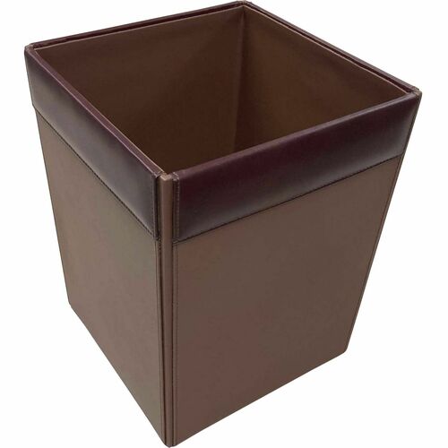 Dacasso  Wastebasket, Mocha Leather, 14 QT, 9-1/2"x9-1/2"x12", BN