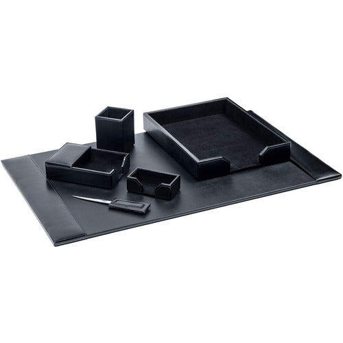 Dacasso  Desk Set, Bonded Leather, 6-Piece, Black