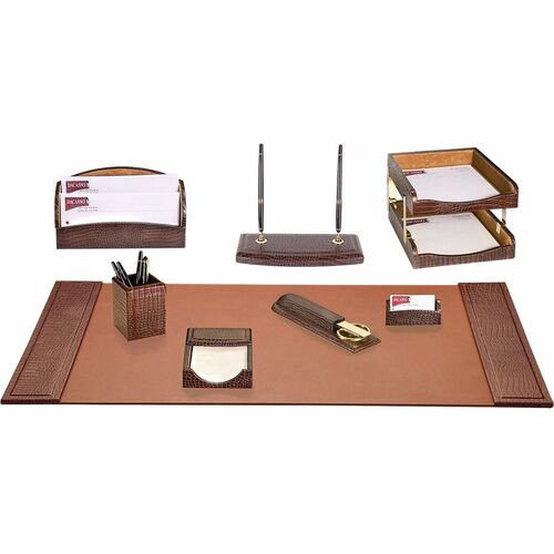 Dacasso  Desk Set,Crocodile,10 Pc,34-3/4"x20-3/4"x5-2/5",BN