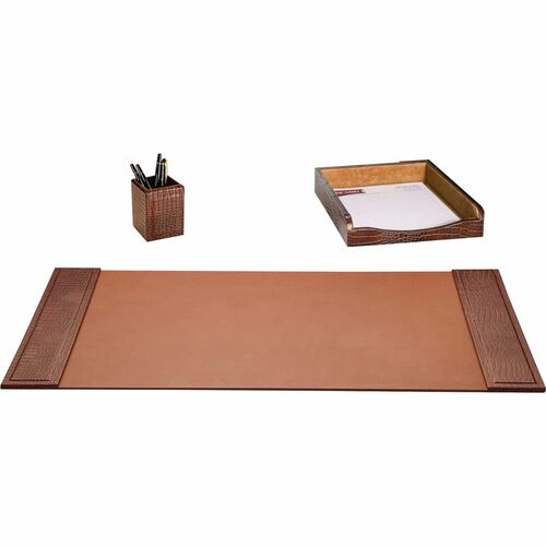 Dacasso  Desk Set,Crocodile,3 Pc,34-3/4"x20-3/4"x5-2/5",BN