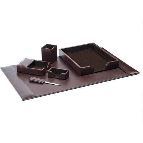 Dacasso  Desk Set, Bonded Leather, 6-Piece, Dark Brown