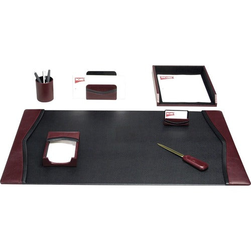 Dacasso  Desk Set,w/ Trim,7 Pc,34-3/4"x20-3/4"x5-2/5",BK/BY