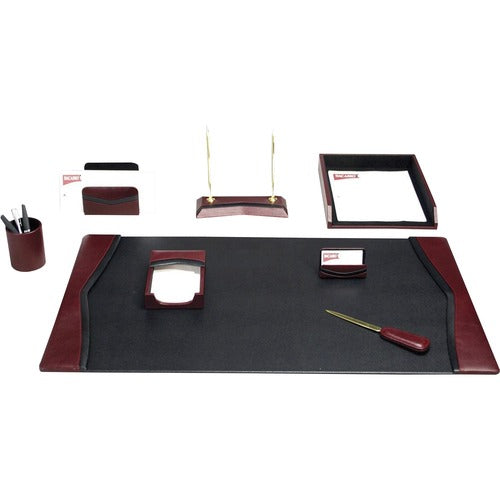 Dacasso  Desk Set,w/ Trim,8 Pc,34-3/4"x20-3/4"x5-2/5",BK/BY