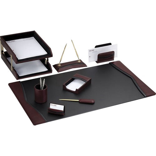 Dacasso  Desk Set,w/ Trim,10 Pc,34-3/4"x20-3/4"x5-2/5",BK/BY