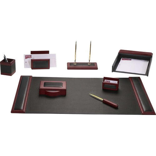 Dacasso  Desk Set, African Rosewood, 8-Piece, Black/Rosewood