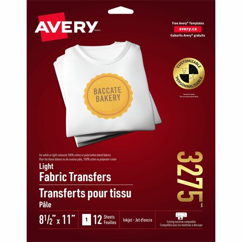 Avery  Iron-On T-Shirt Transfers, 8-1/2"x11",12/PK,6PK/CT,WE