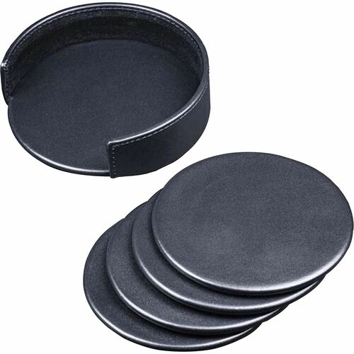 Dacasso  Coaster Set, 4 Coasters, Classic, 4-2/5"x4-2/5"x1-2/5", BK