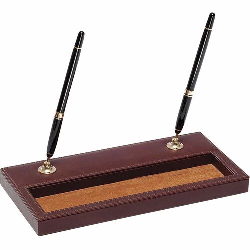 Dacasso  Pen Stand,Double,w/ Storage,Mocha,5-2/5"x11-1/10"x1",BN