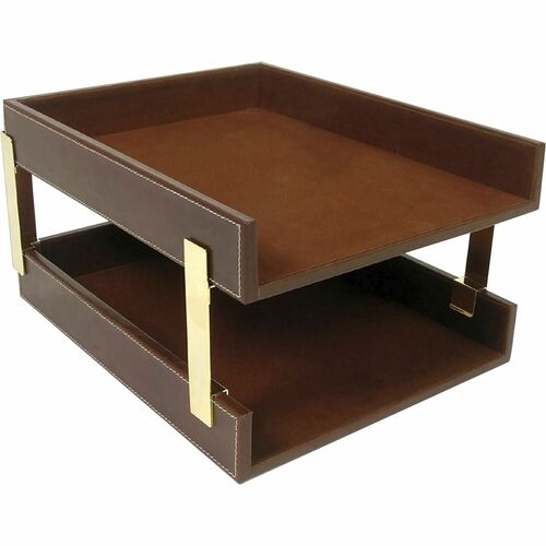 Dacasso  Letter Tray,Double,Rustic,13-3/5"x10-3/5"x7-1/4",BN