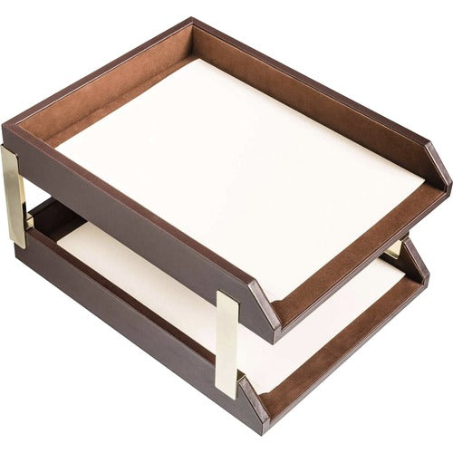 Dacasso  Letter Trays,Gold Posts,13-3/4"x10-3/5"x7-1/4",BN