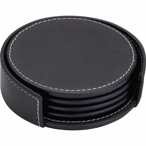 Dacasso  Coaster Set, 4 Coasters, Rustic, 4-2/5"x4-2/5"x1-2/5", Black