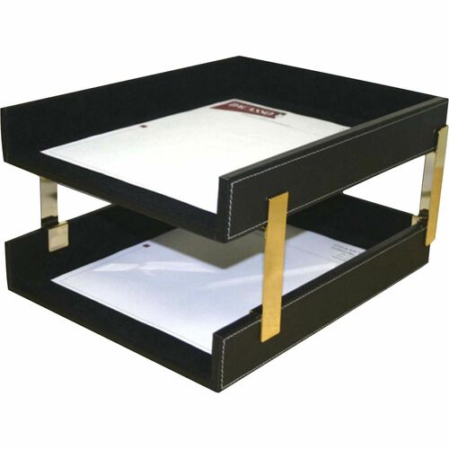 Dacasso  Letter Tray,Double,Rustic,13-9/10"x10-4/5"x7-1/4",BK