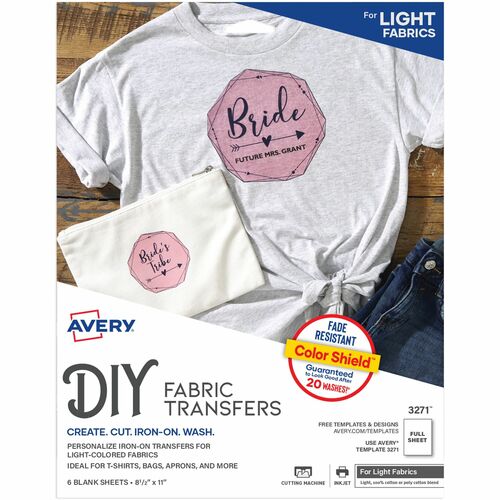 Avery  Iron-On T-Shirt Transfers, 8-1/2"x11", 6/PK,6PK/CT, Matte