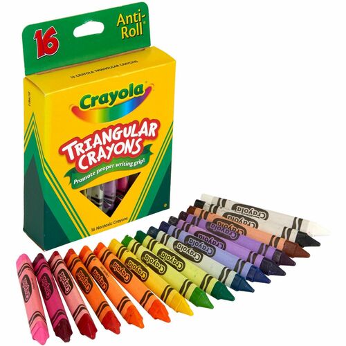 Crayola  Crayons, Anti-Roll, Triangular, Nontoxic, 16/BX, Assorted