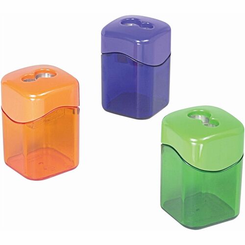 Baumgartens  Pencil Sharpener, 2-hole, Receptacle, 2-1/8", AST