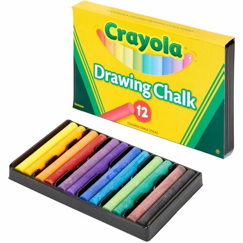 Crayola  Drawing Chalk, 3-1/8"x3/8", 12/BX, Assorted Colors