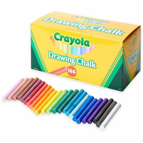 Crayola  Drawing Chalk, 3-1/8"x3/8", 144/BX, Assorted Colors