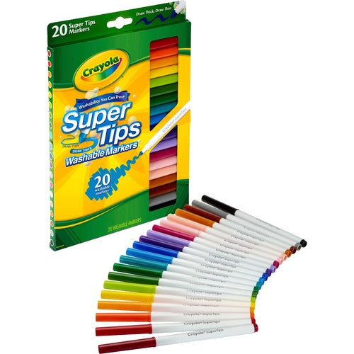 Crayola  Washable Markers, Super Tip, 20/ST, Assorted