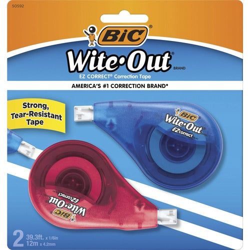 Bic  Correction Tape, 1/5"x39.4', Single Line, 2/PK, White