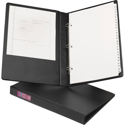 Avery  Round Ring Binder, 3 Ring, 1" Cap., 2 Pkt., 14"x8-1/2", BK