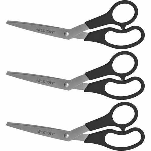 Acme United Corporation  All Purpose Scissors, 8" Bent Handles, 3/PK, Black