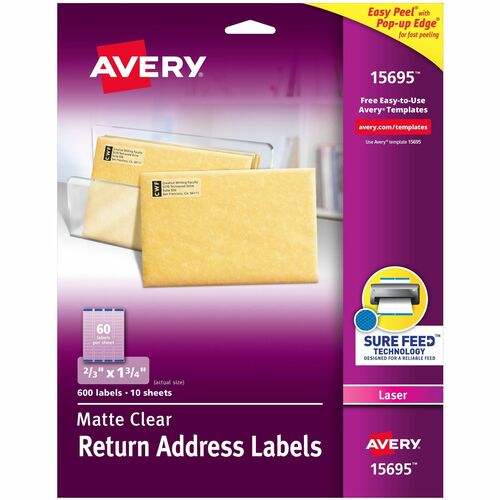 Avery  Laser Labels, Return Address, 2/3"x1-3/4", 600/PK, Matte CL