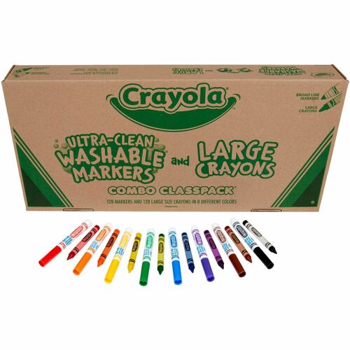 Crayola  Crayons/Marker Combo,Washable,128 Crayons/128 Markers,AST
