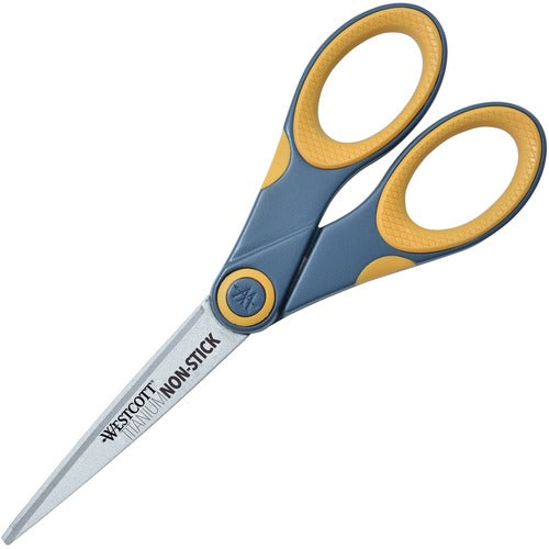 Acme United Corporation  Scissors, Titanium Bonded, 7"L, Straight, Gray/Yellow
