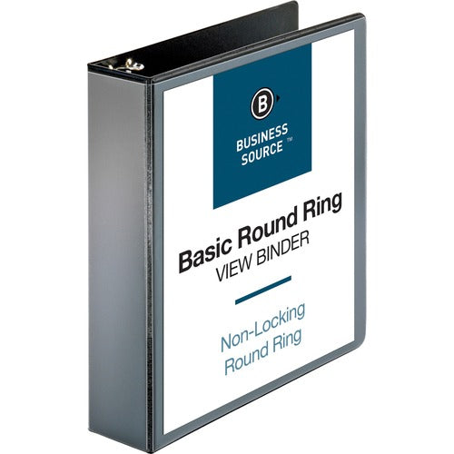 Business Source  View Binder, w/ 2 Inside Pockets, 2" Capacity, Black
