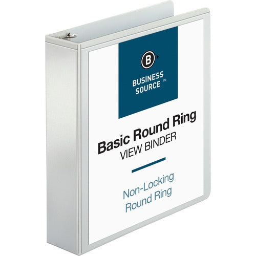 Business Source  View Binder, w/ 2 Inside Pockets, 2" Capacity, White