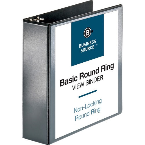 Business Source  View Binder, w/ 2 Inside Pockets, 3" Capacity, Black
