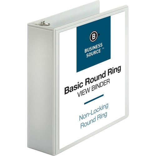 Business Source  View Binder, w/ 2 Inside Pockets, 3" Capacity, White