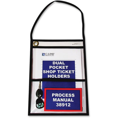 C-Line  Shop Ticket Holders, w/Hanging Strap, 9"x12", 15/BX, CL/BK