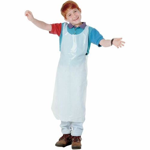 Baumgartens  Disposable Apron, 36"x16", Polyethylene, 100/PK, White