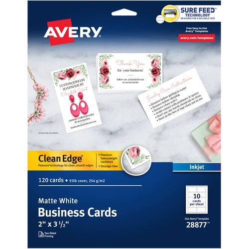 Avery  Business Cards,Inkjet,2-SIded,3-1/2"x2",120/PK,5PK/CT, WE
