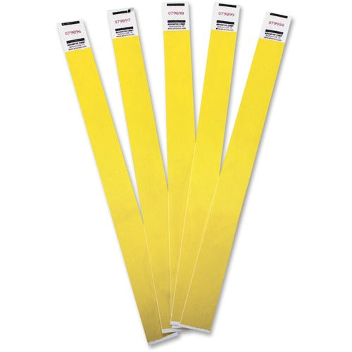 Advantus Corp.  Wristbands, Tyvek, Numbered, 3/4"x9-3/4", 100/PK, Yellow