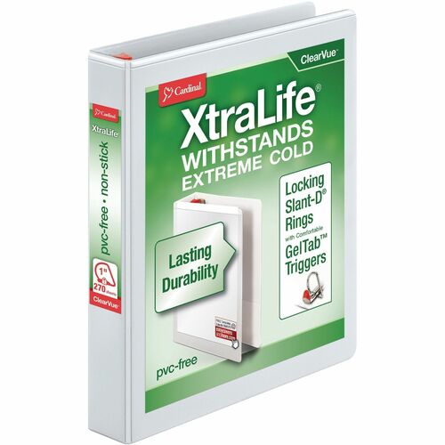 Cardinal  Clearvue Binder, D-Ring, 1" Capacity, 11"x8-1/2", White