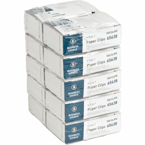 Business Source  Paper Clips,Size 1,Regular,.033 Wire Gauge,100/BX,10BX/PK,SR