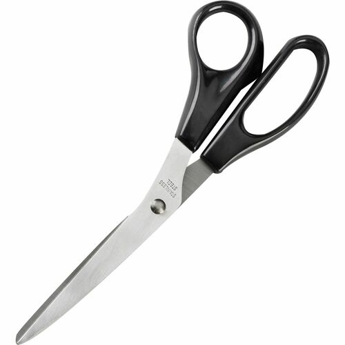 Business Source  Stainless Steel Scissors, Bent, 8"L, Black Handles