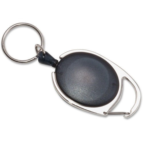 Advantus Corp.  Retractable Carabiner Reel, w/ Key Ring, 6/PK, Smoke