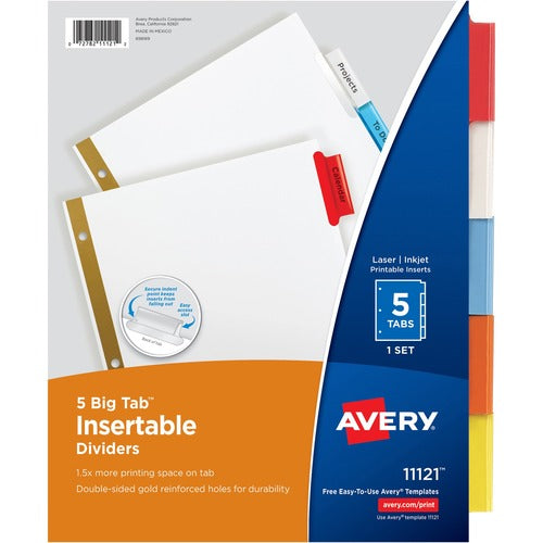 Avery  Insertable Dividers,11"x8-1/2",5-Tab, Multi Tab/WE Paper