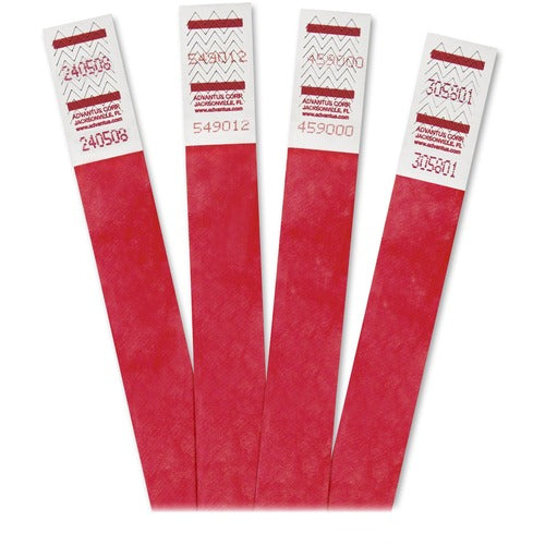 Advantus Corp.  Wrist Band, Numbered, 3/4"x9-3/4", 500/PK, Red